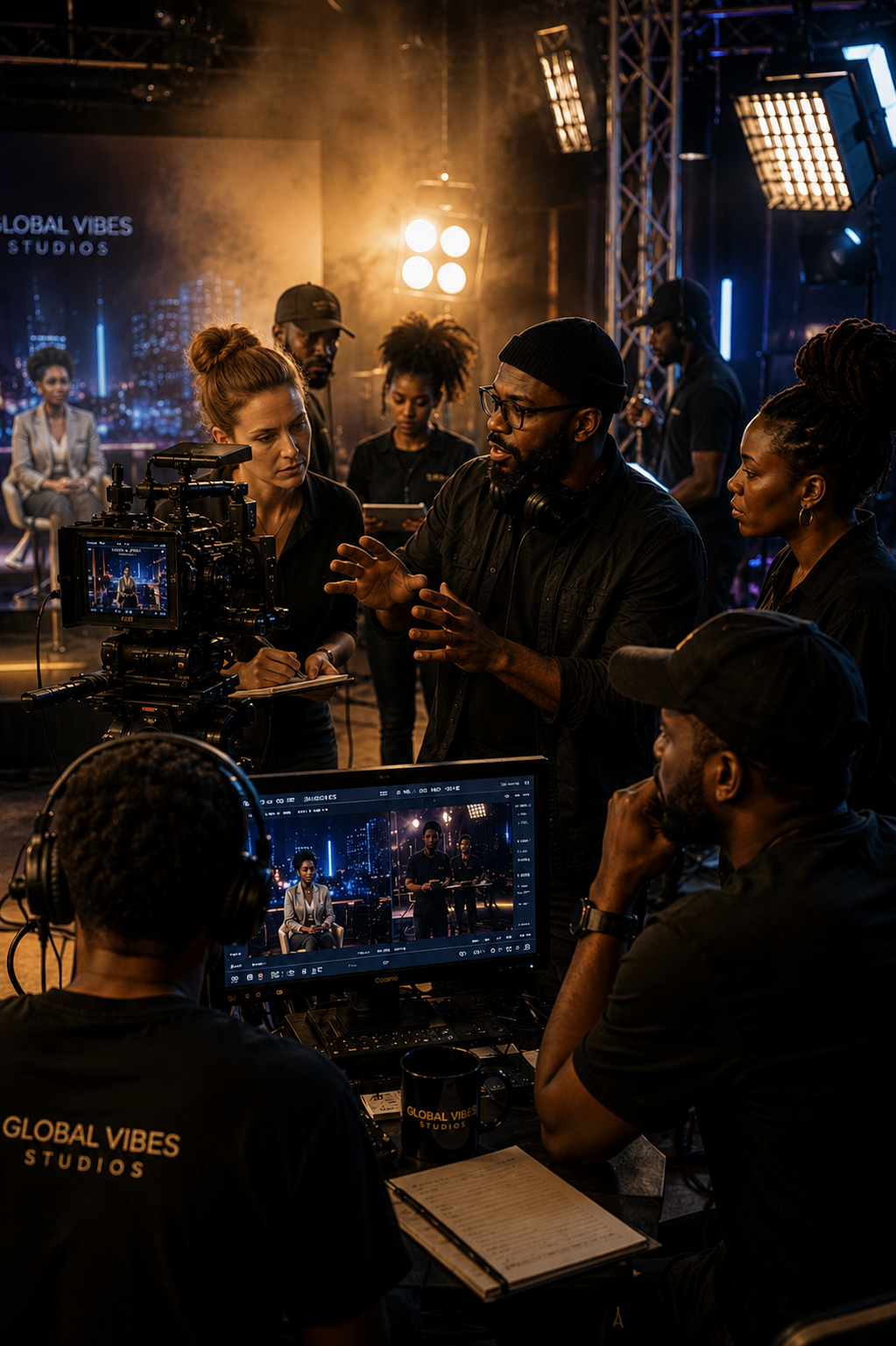 Réalisateur et équipe de production audiovisuelle